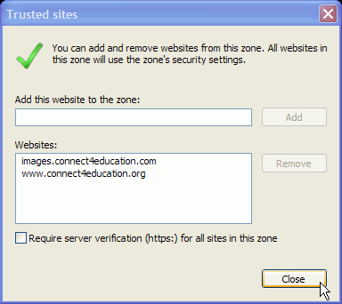 Trusted Sites URL
