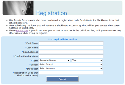 Blackboard Registration Page