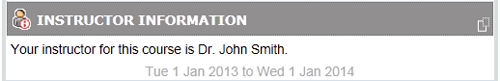 Example instructor information announcement
