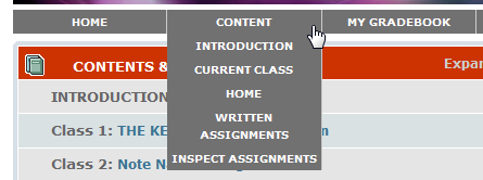 Content button for students