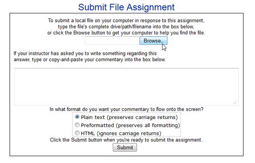 Submit File submission page
